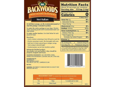 5 lbs LEM Backwoods Hot Italian Sausage Seasoning
