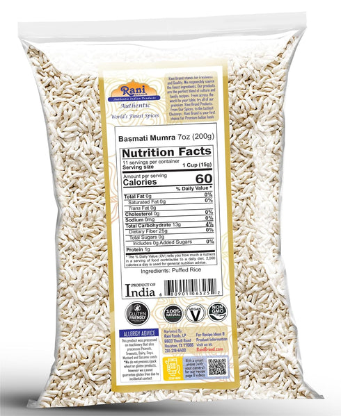 7oz (200g) Rani Basmati Mumra (Puffed Rice) ~ All Natural | No Color | Gluten Friendly | Vegan | NON-GMO | Kosher | No