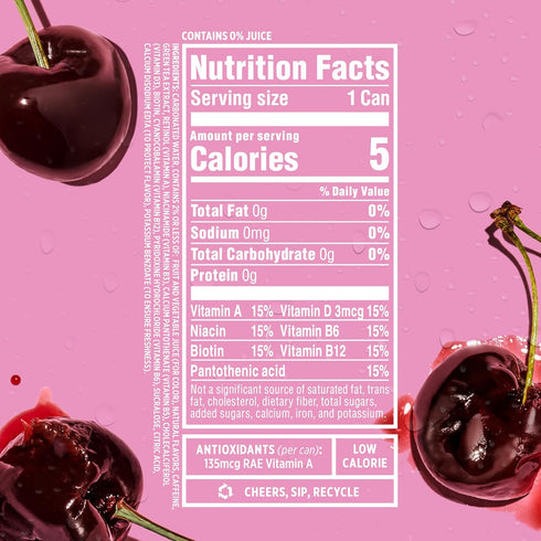 Sparkling ICE (Pack 12, 16 oz +Caffeine Cherry Vanilla and Strawberry Citrus Sparkling Water with Caffeine, Zero Sugar