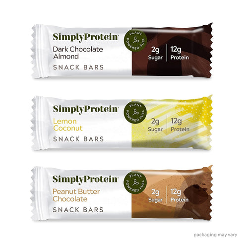 Pack, 3 13g 2g 7g 12 Simply Protein - Crispy Vegan Protein Bars Variety Flavors - Plant Based, Protein Snacks