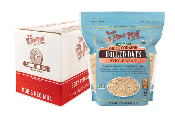 Bob's Red Mill Organic Quick Cooking Rolled Oats, 32oz (Pack of 4)