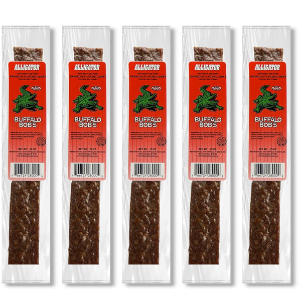 Buffalo Bob's Wild Game Beef Jerky- Alligator BBQ Jerky 5 Pack