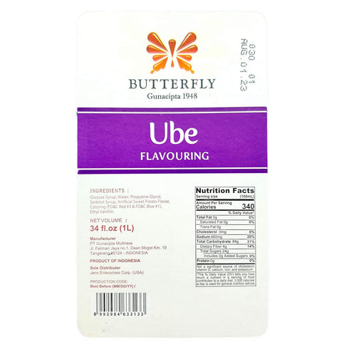 1 34 Ube Purple Yam Flavoring Extract Restaurant Size by Butterfly Liter, Fl. Ounce