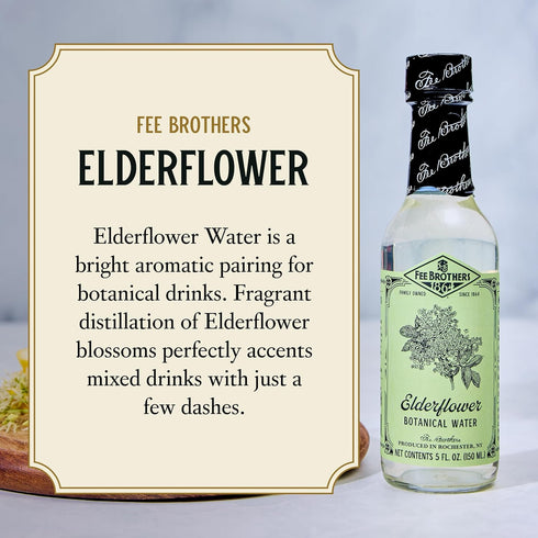 5 oz Fee Brothers Elderflower Botanical Water - Cocktail Mixer, Aromatic Spirit and Floral Flavoring Extract, fl