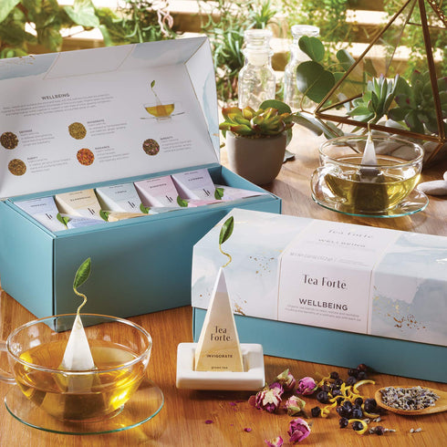 Set 20 Count, Wellbeing Tea Forte Premium Presentation Box Gift Sampler, Assorted Blends Individually Wrapped