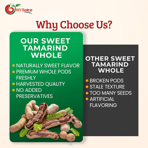 16 NY SPICE SHOP Sweet Tamarind Pods - Thailand Tamarinds Fruit - Fresh Whole Dried Tamarindo - Healthy Snack
