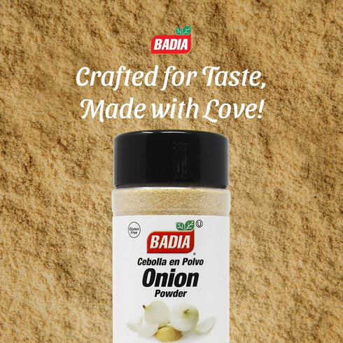 9.5 oz Badia Onion Powder, Pure Ground Onion Seasoning, Bold Sweet Savory Flavor, Gluten Free, No MSG, Kosher