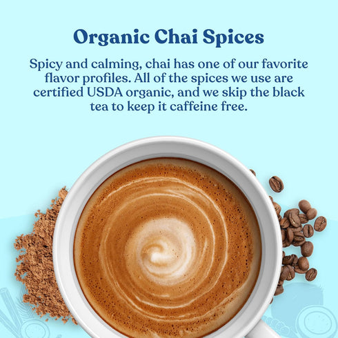 Chai Latte by Four Sigmatic, Organic Instant Chai Latte with Turkey Tail, Reishi Mushrooms & Coconut Milk Powder