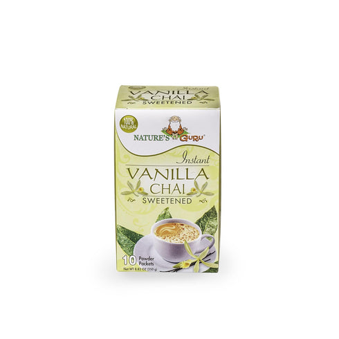 Nature's Guru Instant Vanilla Chai Tea Drink Mix, Sweetened, 10 Count, Single Serve Packets