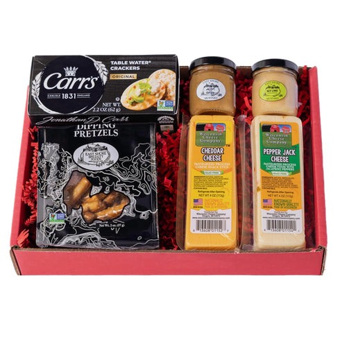 100% Wisconsin Cheese Company - Specialty Wisconsin Cheese Holiday Gift Box - Wisconsin Cheese, Crackers, Pretzel