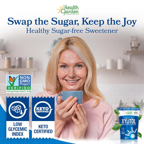 40 oz 100% 1:1 Health Garden Birch Xylitol Sweetener, Bag Birch-Derived Xylitol Sugar Substitute for Baking & Coffee