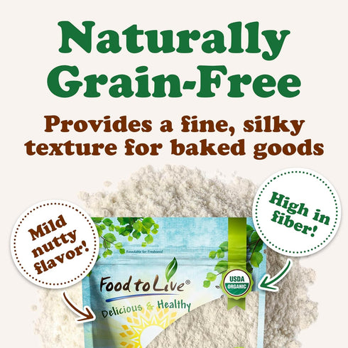 2 100% Food to Live Organic Cassava Flour, Pounds Non-GMO, Raw Yuca Root Powder, Pure, Kosher, Vegan Superfood, Paleo