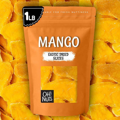 1lb Oh! Nuts Exotic Dried Mango Slices - Sweetened Dehydrated Mango - Bulk Bag - Dried Mango Fruit Slices for Snacking