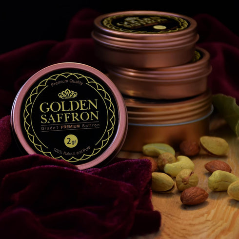 (2.0 Golden Saffron, Finest Pure Premium All Red Saffron Threads, Grade A+ Super Negin, Non-GMO Verified. For Tea