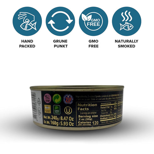 8.4 (Pack 6) Riga Gold Shproti, Sprats in Oil, ounces