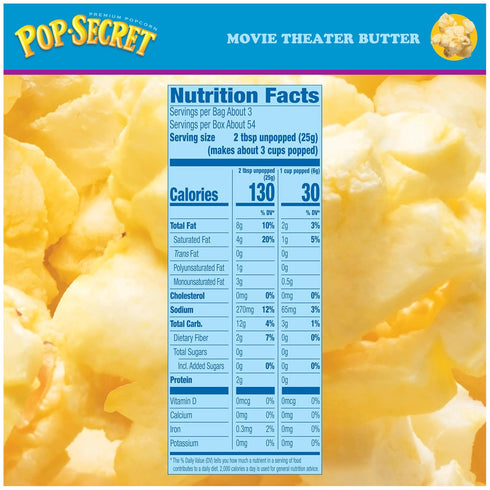 3.0 18 Count Pop Secret Popcorn, Movie Theater Butter, Ounce Microwave Bags, Box