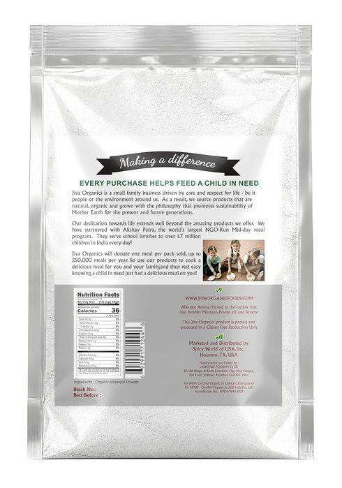 5 Jiva Organics Organic Arrowroot Flour (Powder) Pound Bag - Raw, Non-GMO, Gluten Free