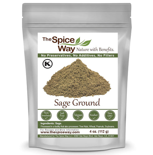 The Spice Way Sage Ground - 4 oz Dried Herb Leaves Powder for Cooking and Seasoning