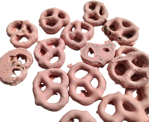 DM Sweets 1 lb Cherry Yogurt Coated Pretzels - of Fresh Gourmet Sweet Creamy Covered Dipped Pretzels