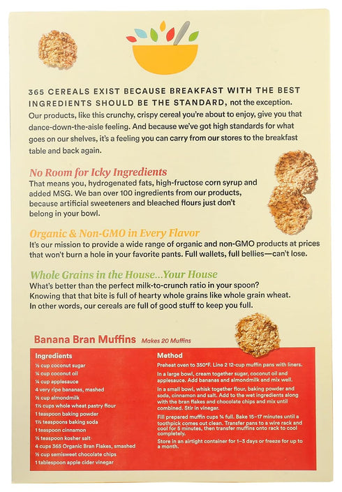 365 15 by Whole Foods Market, Organic Bran Flakes Cereal, Ounce