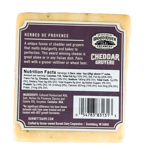 Generic 8 oz (Pack 2) Cheddar, Gruyere, and Herbs de Provence Cheese Blend, Gourmet Artisan Cheese Mix, Rich & Savory