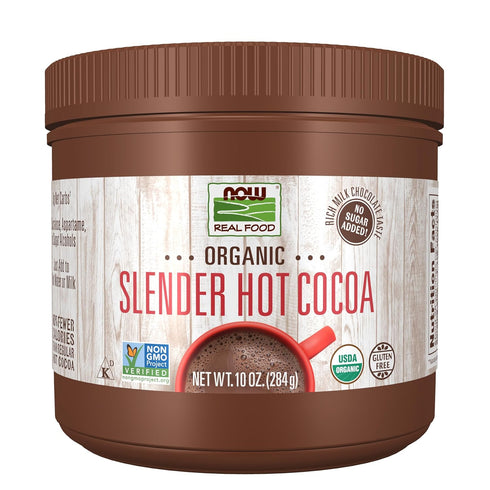 NOW Foods, Organic Cocoa Lovers Slender Hot Cocoa, No Sugar Added, Certified