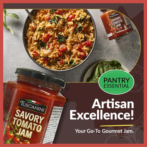 11.64 oz Tuscanini Savory Tomato Jam, | Savory Jam | Chutney Style Condiment | Italian Tomato Spread | Great