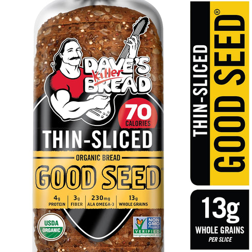 13g 20.5 oz Dave's Killer Bread Good Seed Thin-Sliced, Organic Bread, Whole Grains per Slice, Loaf