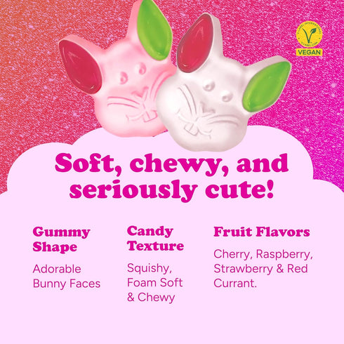 (3 Pack), Gummy 4.9 oz Katjes Sweet Hopps Mothers Day Gifts Soft & Flavorful Foam & Fruity Candy, Bunny Shapes, No