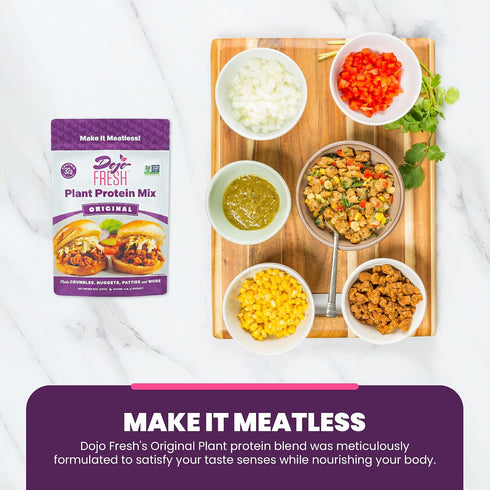 32g (8 oz, Pack 1) Dojo Fresh Original Plant Protein Mix Plant Based Meat Alternative for Meatless Crumbles Nuggets