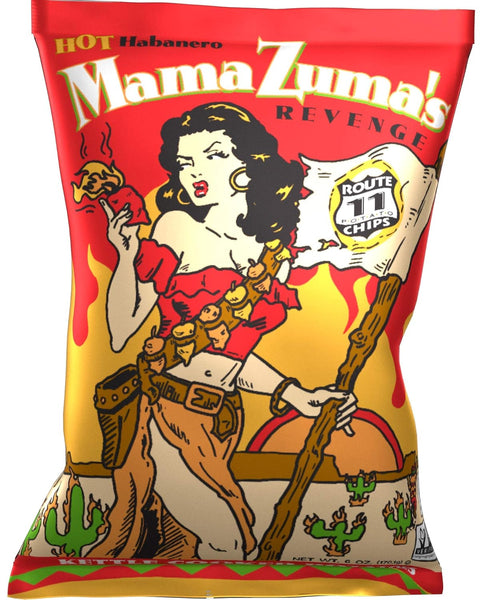 Route 11 Potato Chips : Mama Zuma's Revenge (4 bags (6 oz each)) HOT habanero jalapeno