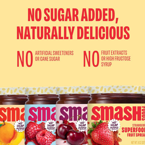 4-Pack Smash Foods Jam | Adventure Variety | Low-Calorie, No Sugar Added Keto Jam with Upcycled Fruit & Chia Seeds |