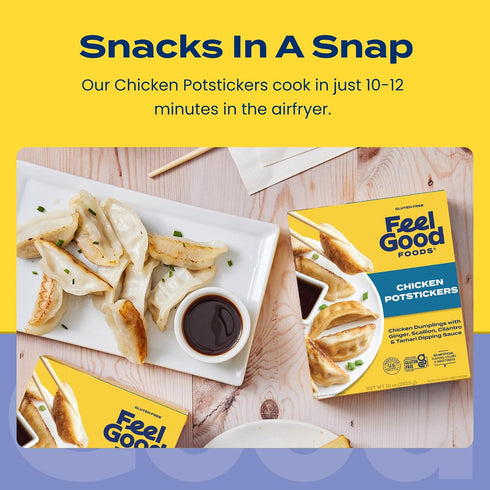 10oz Frozen Feel Good Foods Chicken Dumplings Potstickers with Tamari Dipping Sauce, Gluten Free