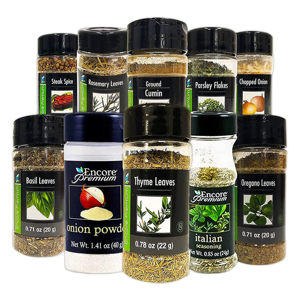 eonou Encore Seasonings and Spices, 10 Pack Premium Cooking Spices and Herbs, Including Oregano, Basil, Thyme
