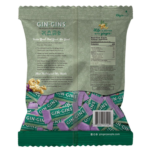1 lb (16oz) Pack 1 GIN GINS Original Ginger Chews Natural Fresh Ginger Candy by The Ginger People Individually Wrapped