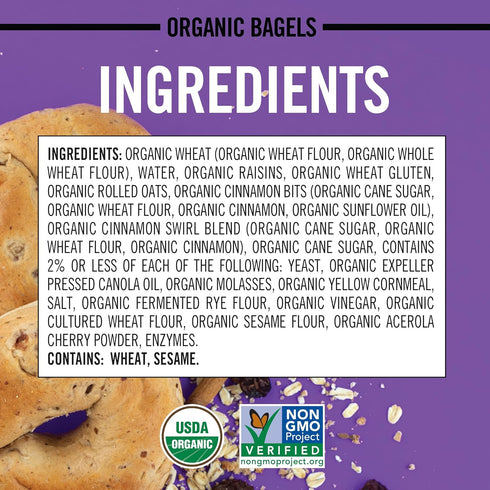 5 Count Dave's Killer Bread Cinnamon Raisin Remix Bagels, Organic Cinnamon Raisin Bagels