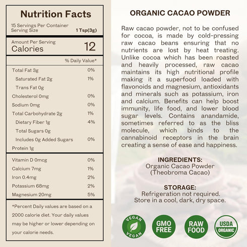 (1 Pack 1) Mayans Secret - Organic Cocoa Powder Unsweetened - Raw Cacao Powder Organic Pure Dark Cacao for Smoothie