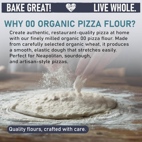 00 5 Great River Milling Organic Pizza Flour | Ultra-Fine Neapolitan Style Flour for Pizza Dough, Bread & Pasta | USDA