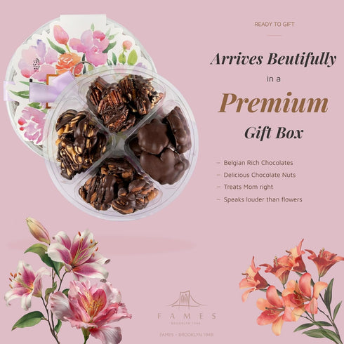 Nut Clusters Chocolate Gift Box - Assorted Caramel Brittles, Pecan Patties, Almond & Cashew Clusters, Kosher Dairy Free