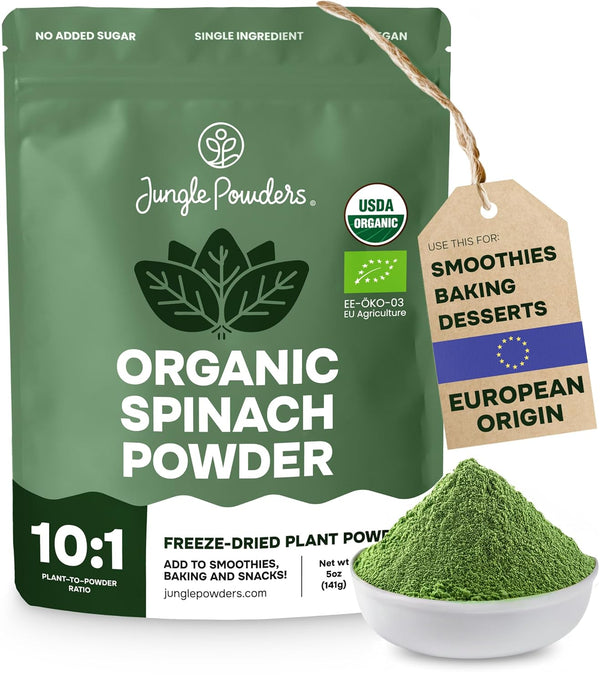 Organic Spinach Powder from Whole Leaf 5 Ounce Bag USDA Certified -