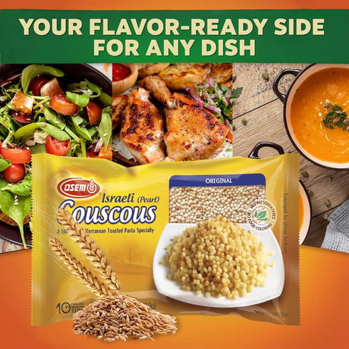 8.8oz (Pack 6) Osem Israeli Pearl Couscous - Wheat Couscous Pearls, Pearled Mediterranean Pasta Alternative, Original