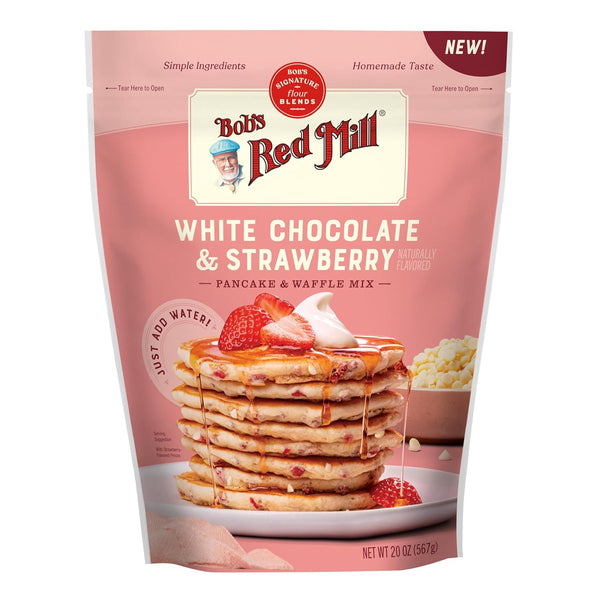 Bobs Red Mill White Chocolate & Strawberry Pancake/Waffle Mix, 20 Ounce (Pack