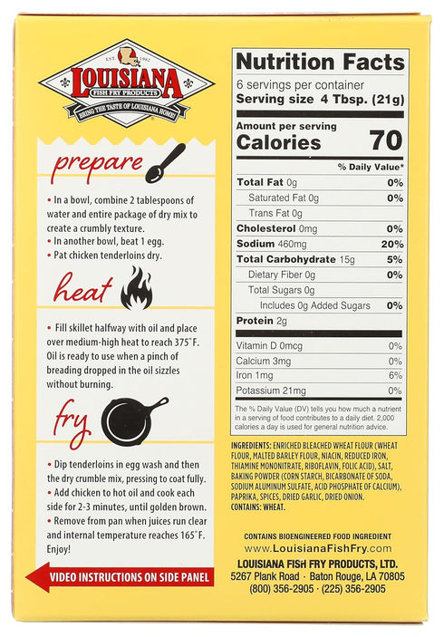 4.5 oz. (Pack 1) Louisiana Fish Fry At Home Mild Chicken Tenders Seasoned Coating Mix of - Make Your Fast Food