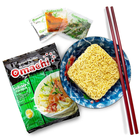 OMACHI Golden Potato Noodles - Hot and Sour Shrimp Flavor, Pack of 5, Made with Natural Ingredients