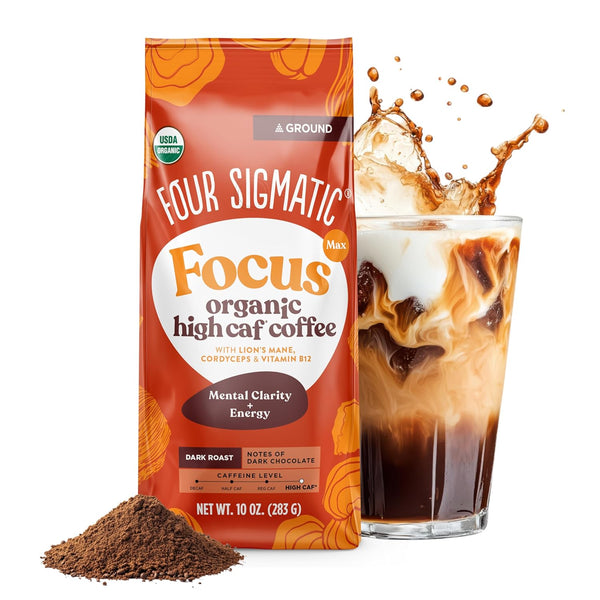 Four Sigmatic Focus Max High Caffeine Cordyceps Coffee | Organic Dark Roast