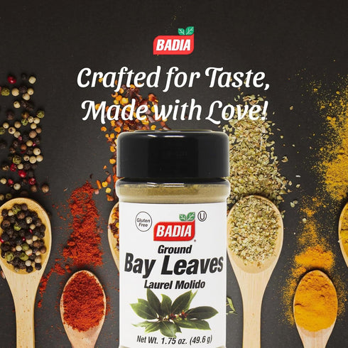 1.75 oz Badia Ground Bay Leaves, Aromatic Ground Herb for Soups, Stews, and Marinades