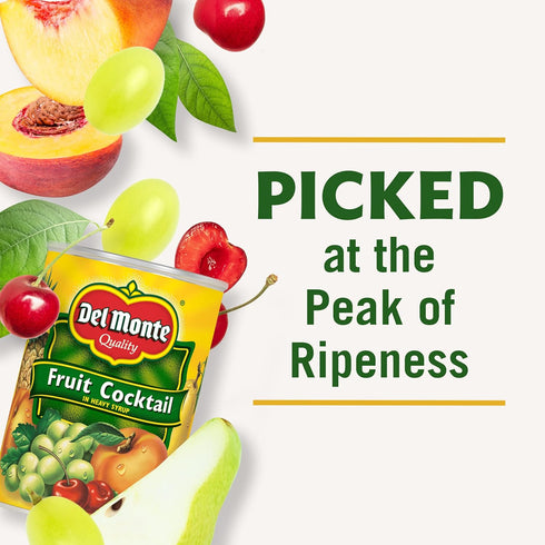 12 Pack, 15.25 oz DEL MONTE Fruit Cocktail in Heavy Syrup, Canned Fruit, Can