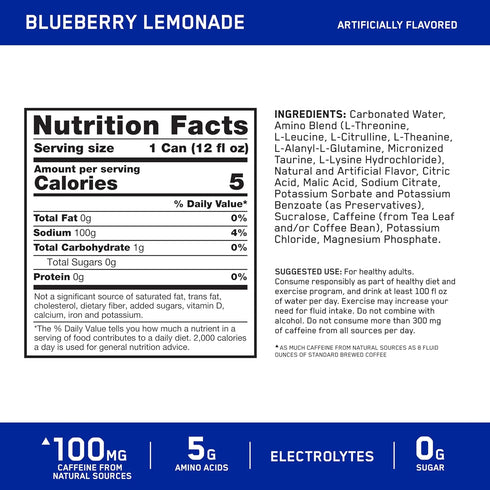 12 Oz, 12 Pack (Packaging Optimum Nutrition Amino Energy Sparkling Hydration Drink, Electrolytes, Caffeine, Amino