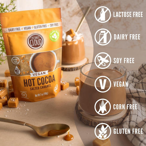 7 oz Coconut Cloud: Salted Caramel Vegan Hot Cocoa | Creamy, Dairy-Free, Delicious Chocolate Mix (Made in Colorado