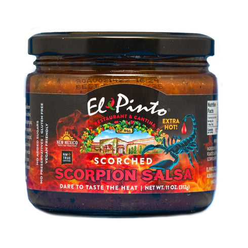 El Pinto Scorched Scorpion Salsa (Extra Hot) 11oz Glass Jars Individual